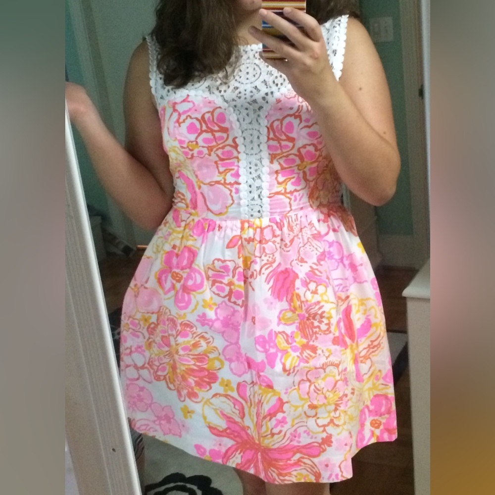 Lilly Pulitzer Floral Pink and White Sleeveless Dress